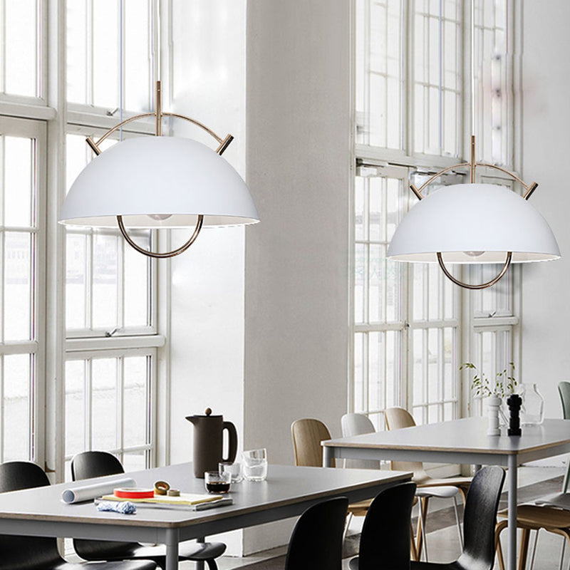 Metal Bowl Down Lighting Macaron 1 Kopf Blau/Weiß/Khaki Hanging Deckenlicht mit Griff