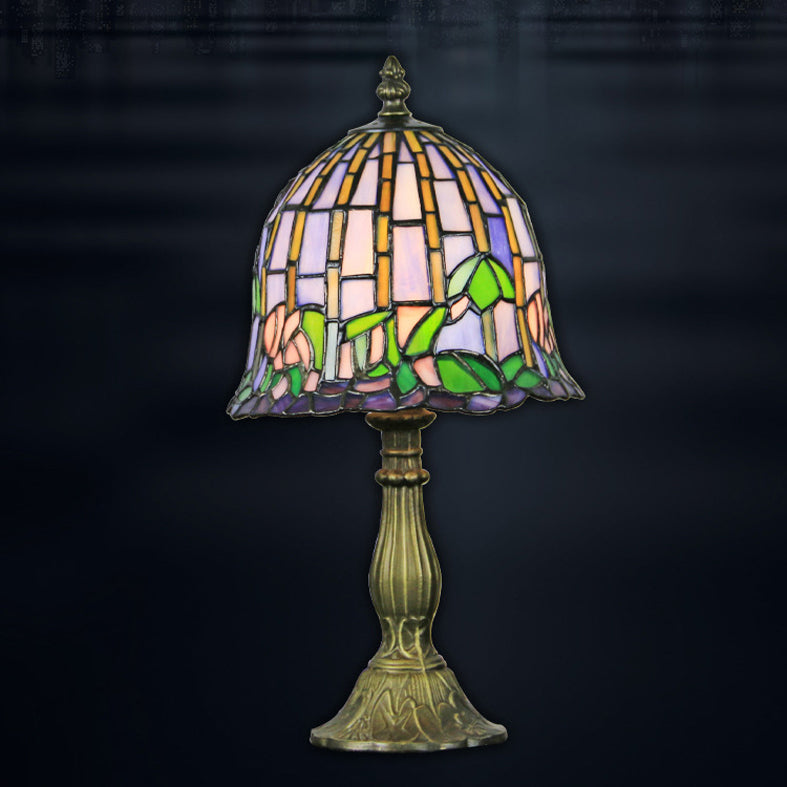 Light da tavolo a forma di campana a forma di 1-bulba Lampada da comodino in vetro in bronzo