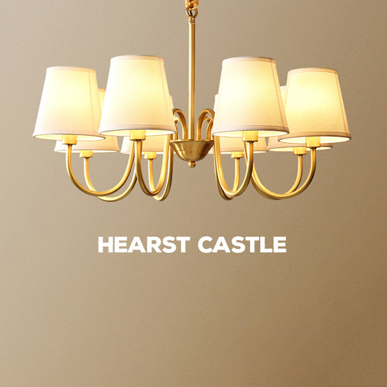 Traditional Creative Sputnik Hanging Lamp Copper Indoor Pendant Light with Fabrics Shade