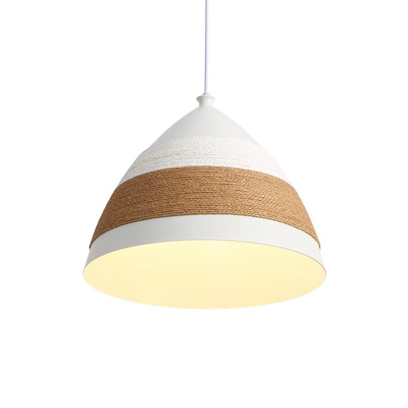 Domed Pendant Lamp Contemporary Metal 1 Head 9"/14" Wide White Ceiling Hanging Light