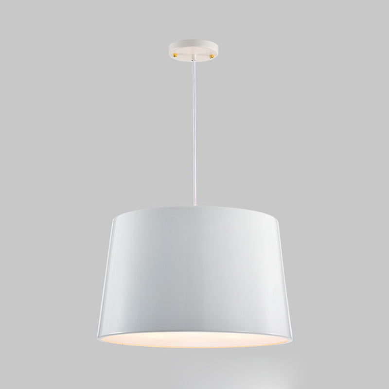 Contemporary 1 Bulb Hanging Lighting Black/White Drum Ceiling Pendant Light with Metal Shade