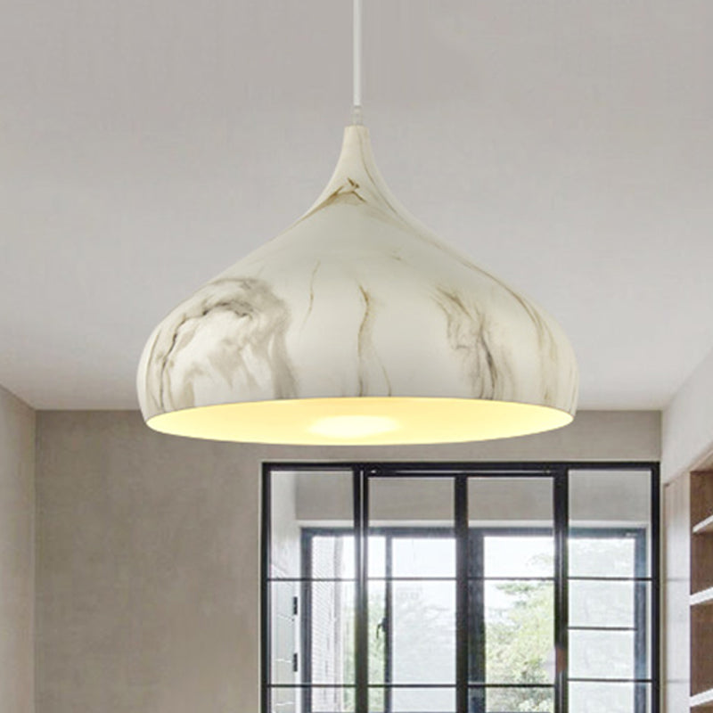 Dome Down Lighting Nordic Metal 1 Head Ivory Ceiling Hanging Light for Dining Room, 9.5"/12.5" Wide