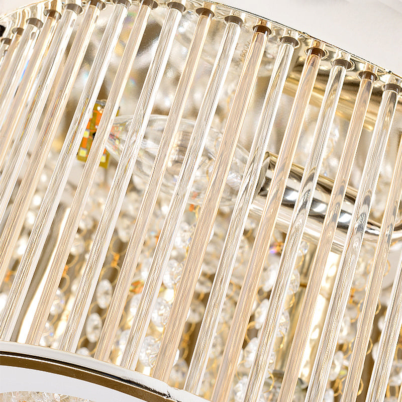 Plafonnier à tige en cristal géométrique, luminaire de plafond doré à 4 têtes, modernisme