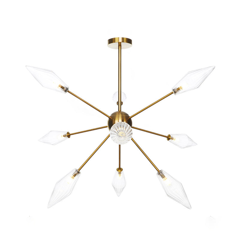 Aménagement de suspension de diamant de style vintage Ambre / verre transparent 9/12/15 HEADS Restaurant Lumière de lustre avec tige réglable