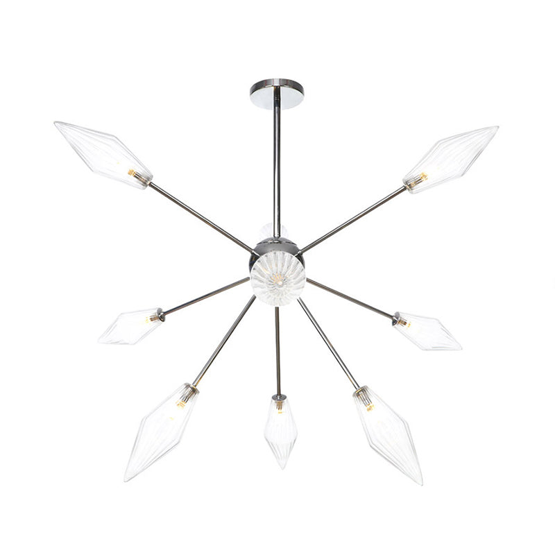 Salon de salon 9/12/15-Light Lampe à lustre suspendue Amber industriel / pendentif transparent avec une teinte en verre en diamant