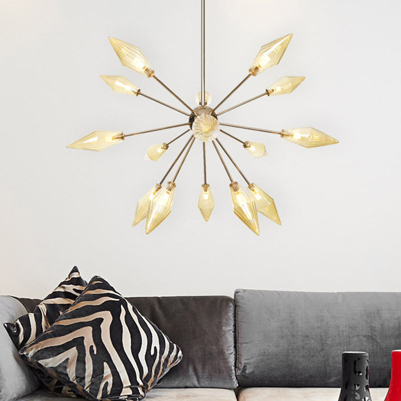 Forme de diamant Place de lustre suspendue Amber / verre transparent 9/12/15-15 HEAUX ÉCLAIR