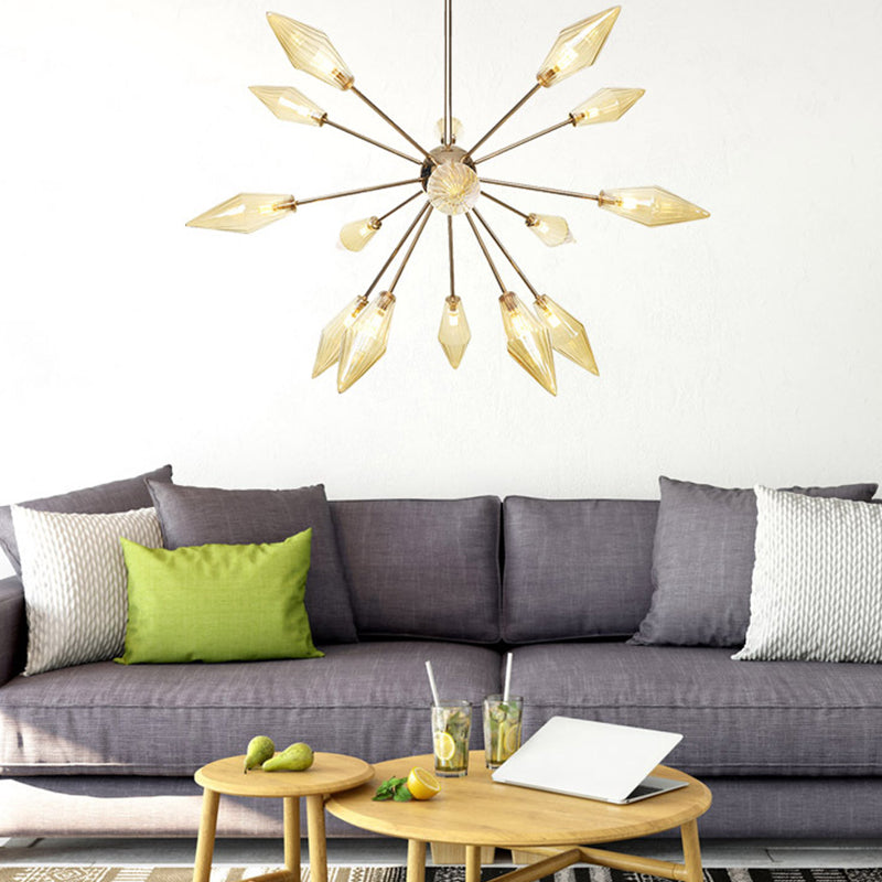 Forme de diamant Place de lustre suspendue Amber / verre transparent 9/12/15-15 HEAUX ÉCLAIR