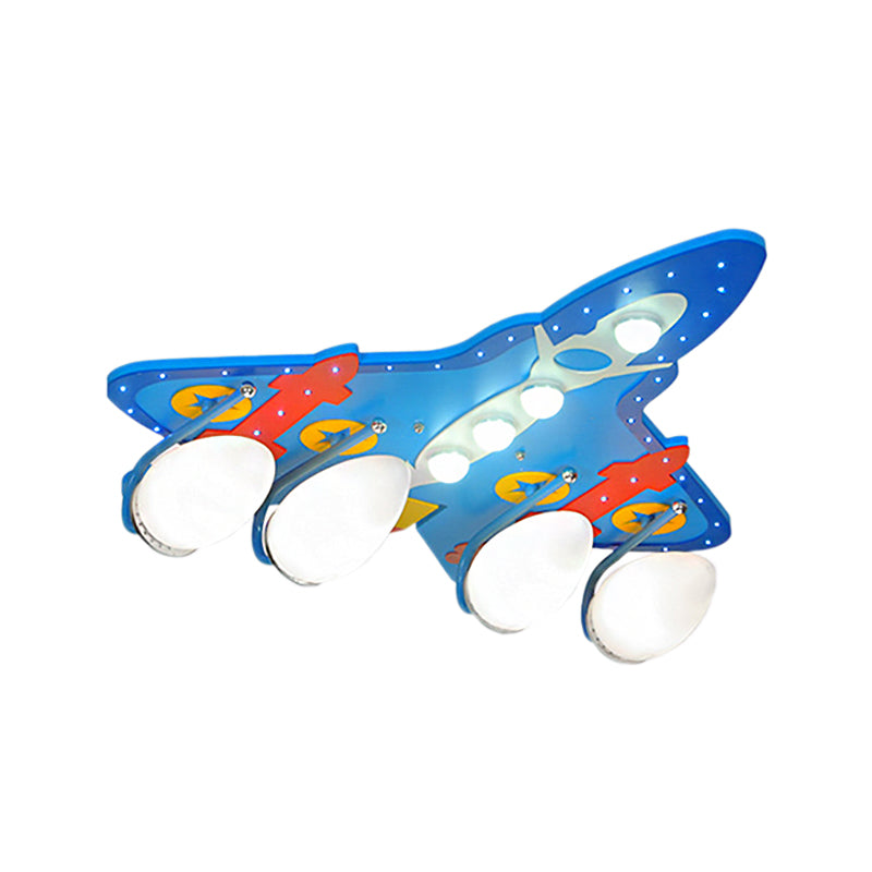Lámpara de techo de montaje empotrado de dibujos animados avión 4 bombillas lámpara de techo de metal para dormitorio