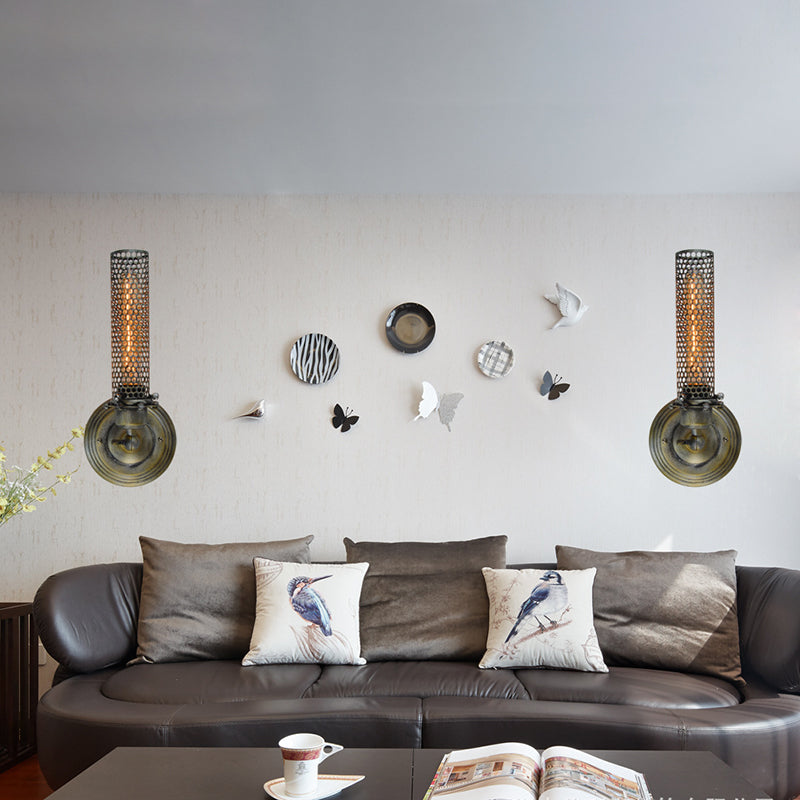 1/2 Lights Indoor Sconce Light Fixture Industrial Bronze Wall Lamp with Tube Metal Shade