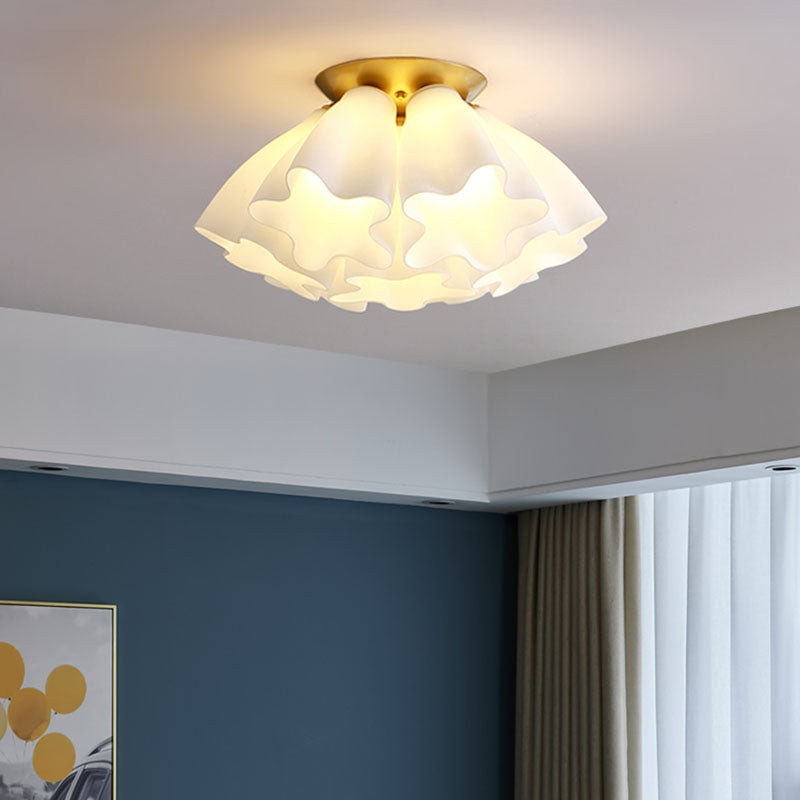 Gold Floral Ceiling Mount Light Fixture Minimalist-Style Glass Ceiling Flush Mount