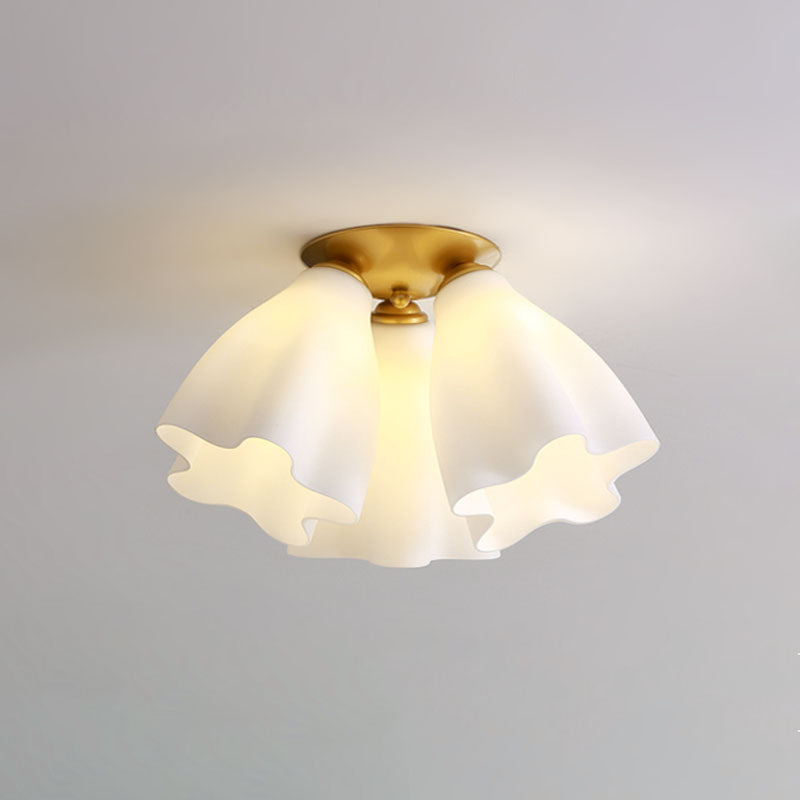 Gold Floral Ceiling Mount Light Fixture Minimalist-Style Glass Ceiling Flush Mount