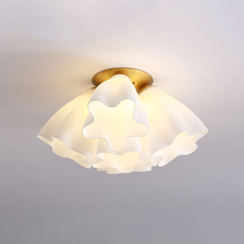 Gold Floral Ceiling Mount Light Fixture Minimalist-Style Glass Ceiling Flush Mount