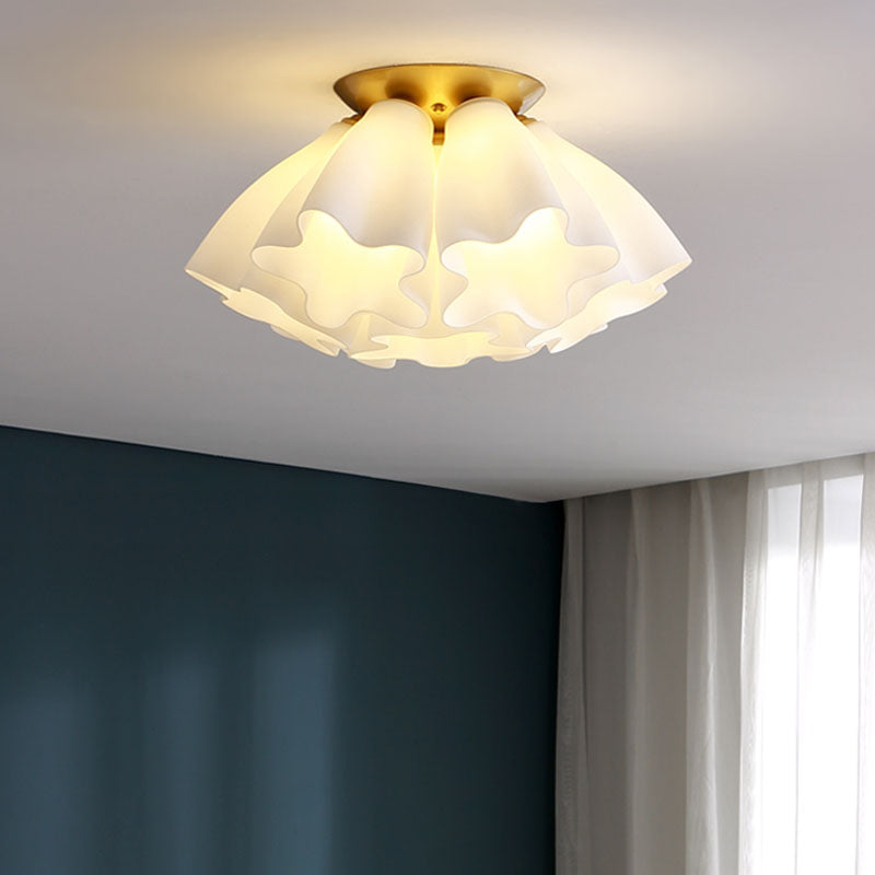 Gold Floral Ceiling Mount Light Fixture Minimalist-Style Glass Ceiling Flush Mount