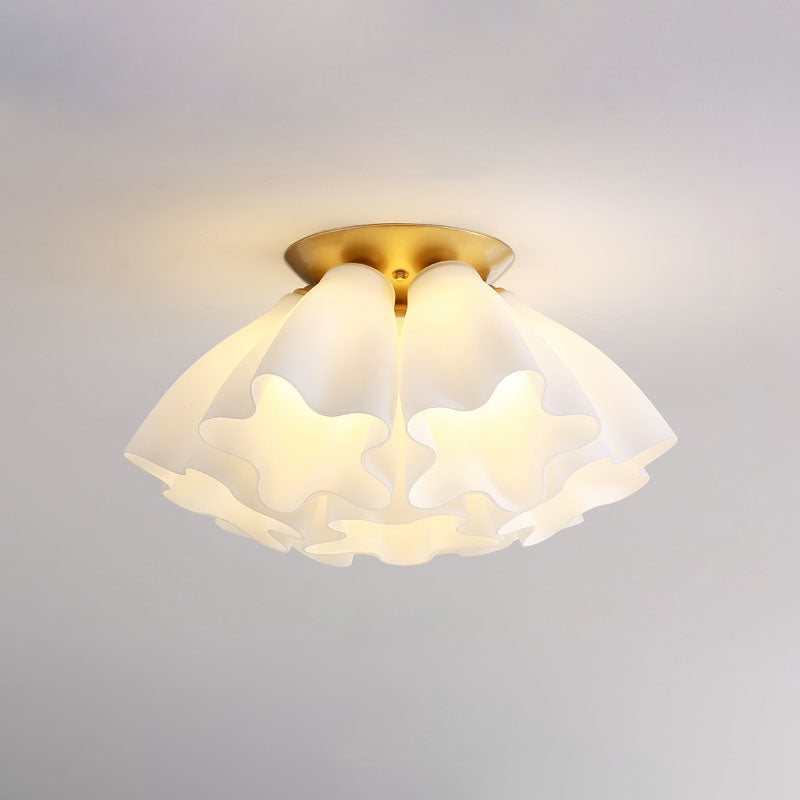 Gold Floral Ceiling Mount Light Fixture Minimalist-Style Glass Ceiling Flush Mount