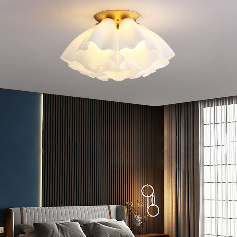 Gold Floral Ceiling Mount Light Fixture Minimalist-Style Glass Ceiling Flush Mount