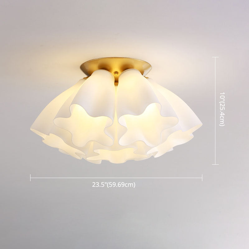 Gold Floral Ceiling Mount Light Fixture Minimalist-Style Glass Ceiling Flush Mount