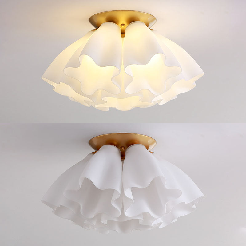 Gold Floral Ceiling Mount Light Fixture Minimalist-Style Glass Ceiling Flush Mount