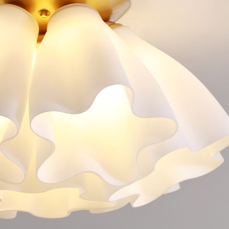 Gold Floral Ceiling Mount Light Fixture Minimalist-Style Glass Ceiling Flush Mount