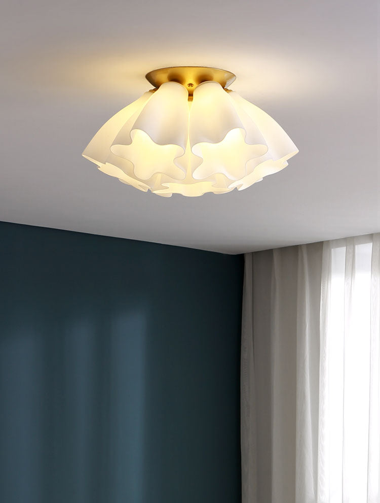 Gold Floral Ceiling Mount Light Fixture Minimalist-Style Glass Ceiling Flush Mount