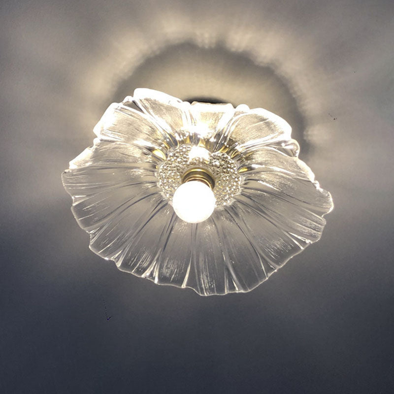 Glass Shaded Ceiling Mounted Fixture Minimalist Style Gold Ceiling Flush Mount for Aisle