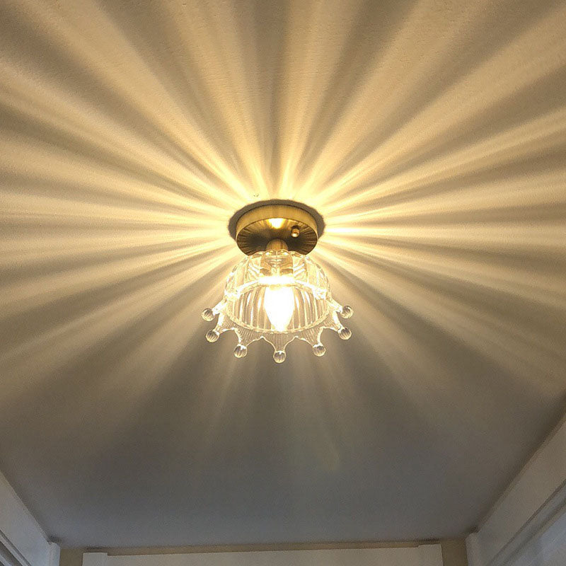 Glass Shaded Ceiling Mounted Fixture Minimalist Style Gold Ceiling Flush Mount for Aisle