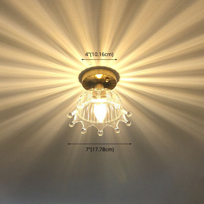 Glass Shaded Ceiling Mounted Fixture Minimalist Style Gold Ceiling Flush Mount for Aisle