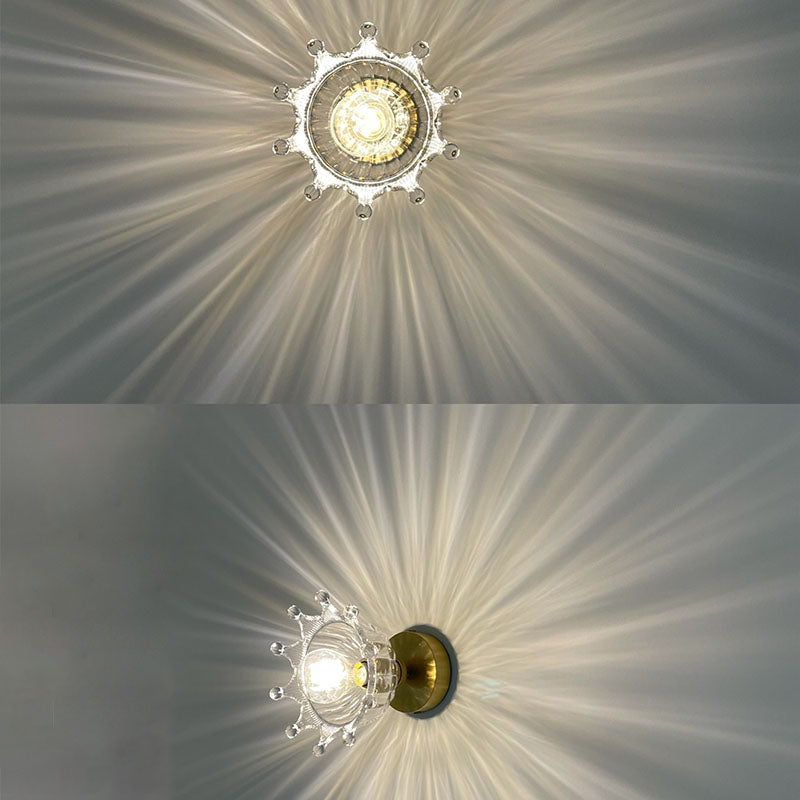 Glass Shaded Ceiling Mounted Fixture Minimalist Style Gold Ceiling Flush Mount for Aisle