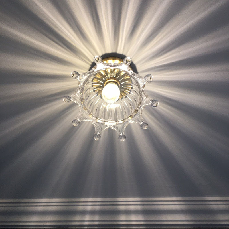 Glass Shaded Ceiling Mounted Fixture Minimalist Style Gold Ceiling Flush Mount for Aisle