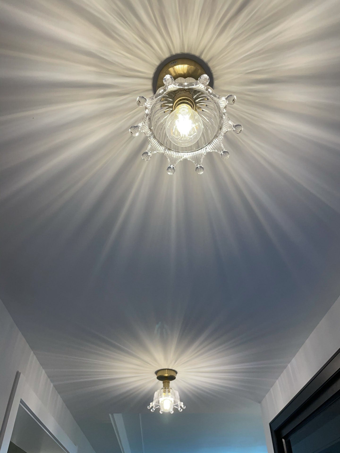 Glass Shaded Ceiling Mounted Fixture Minimalist Style Gold Ceiling Flush Mount for Aisle