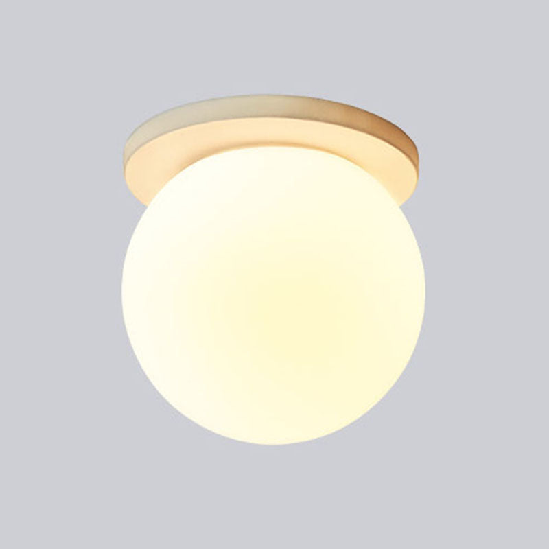 Minimalistische Deckenleuchte, weiße Kugel-Deckenleuchte mit Glasschirm