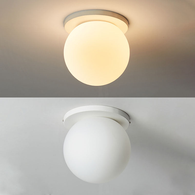 Minimalistische Deckenleuchte, weiße Kugel-Deckenleuchte mit Glasschirm