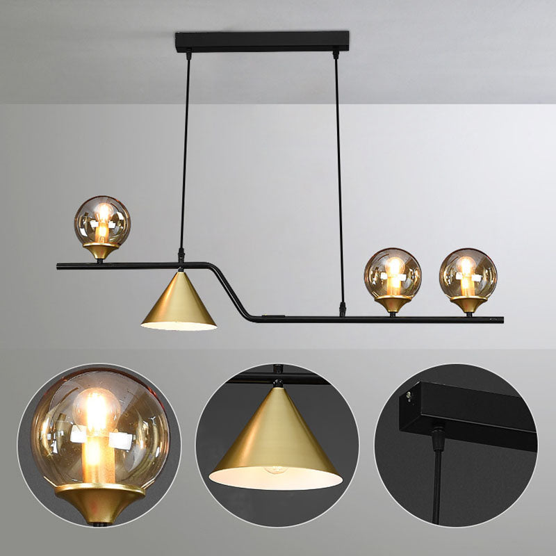 Round Island Lighting Fixture Modern-Style Glass Island Chandelier for Dinning Room