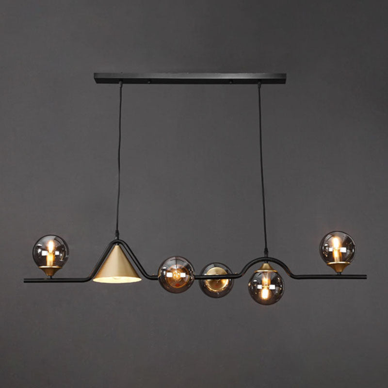 Round Island Lighting Fixture Modern-Style Glass Island Chandelier for Dinning Room