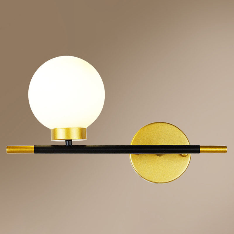 Globe Sconce Light Fixture Simplicity Style Glass Bedroom Wall Sconce Lighting in Gold-Black