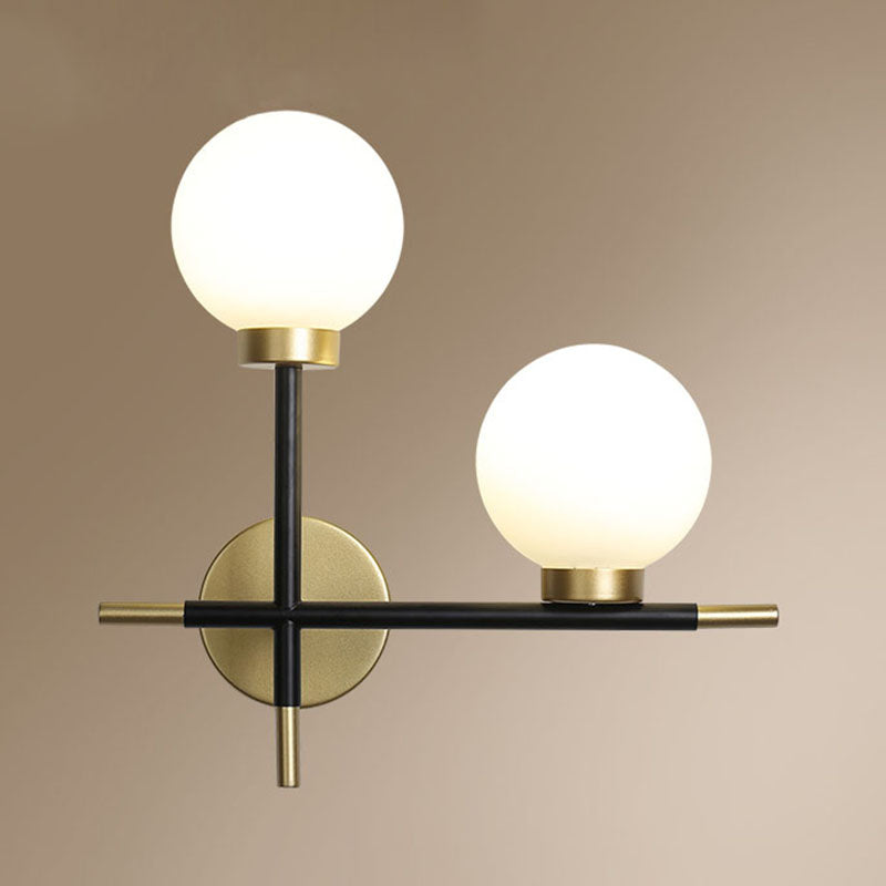 Globe Sconce Light Fixture Simplicity Style Glass Bedroom Wall Sconce Lighting in Gold-Black