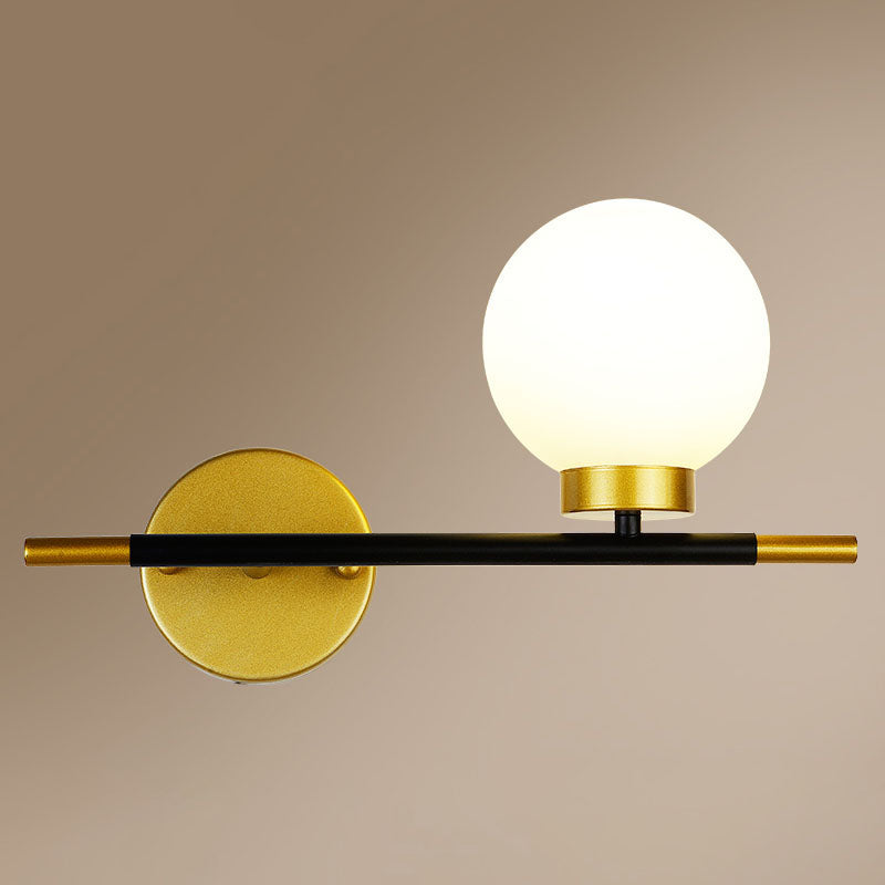 Globe Sconce Light Fixture Simplicity Style Glass Bedroom Wall Sconce Lighting in Gold-Black