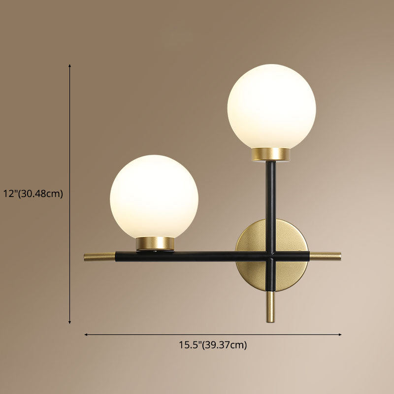 Globe Sconce Light Fixture Simplicity Style Glass Bedroom Wall Sconce Lighting in Gold-Black