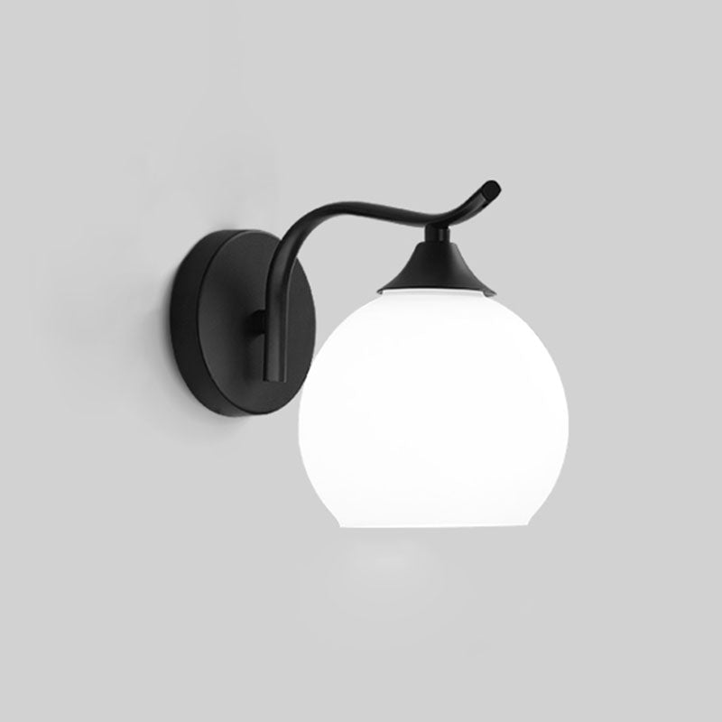 Shaded Bedroom Wall Sconce Lighting Glass Nordic Style Wall Lighting Fixture in Black
