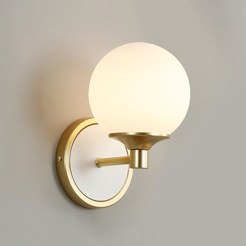 White Sphere Wall Light Sconce Modern Glass Wall Mount Light Fixture for Bedroom
