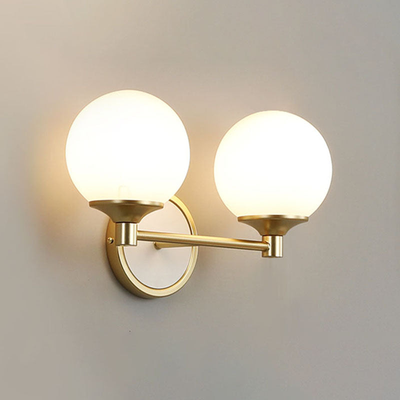 White Sphere Wall Light Sconce Modern Glass Wall Mount Light Fixture for Bedroom