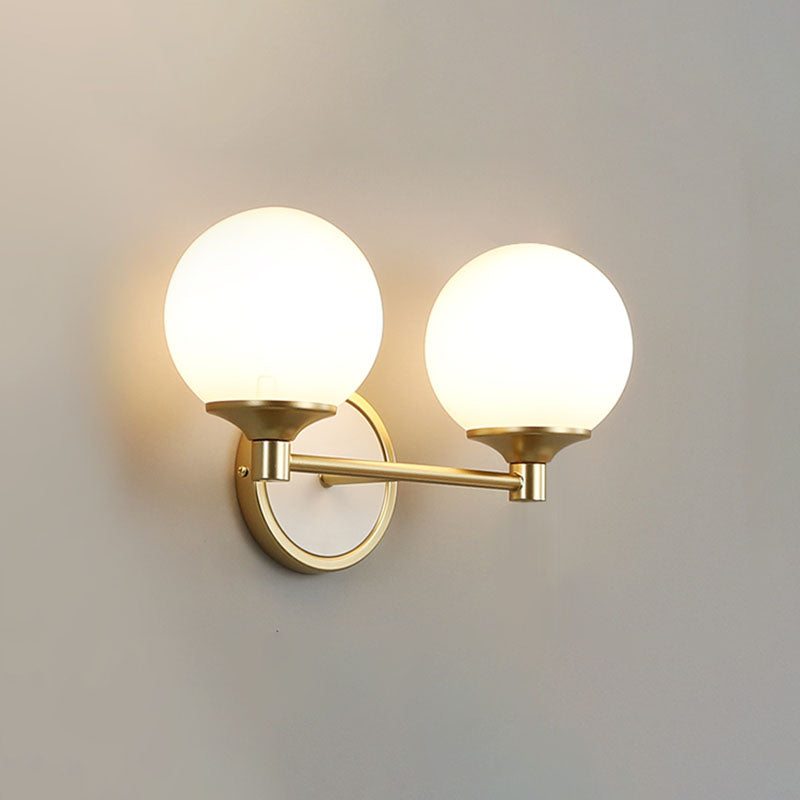 White Sphere Wall Light Sconce Modern Glass Wall Mount Light Fixture for Bedroom