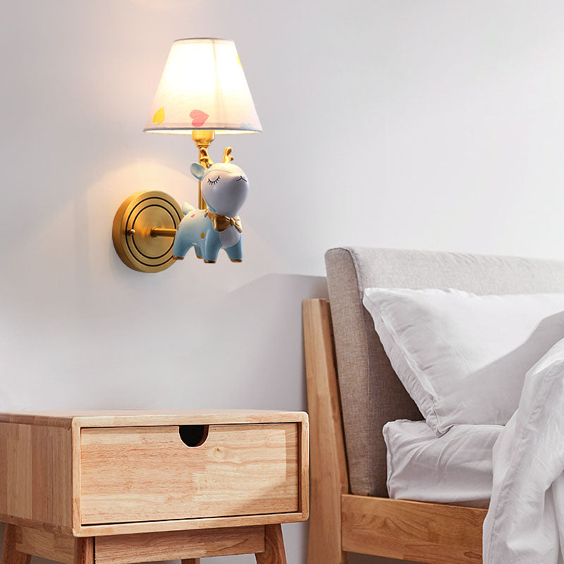 Minimalist Style Wall Sconce Lighting Deer Sconce Light Fixture with Fabric Shade