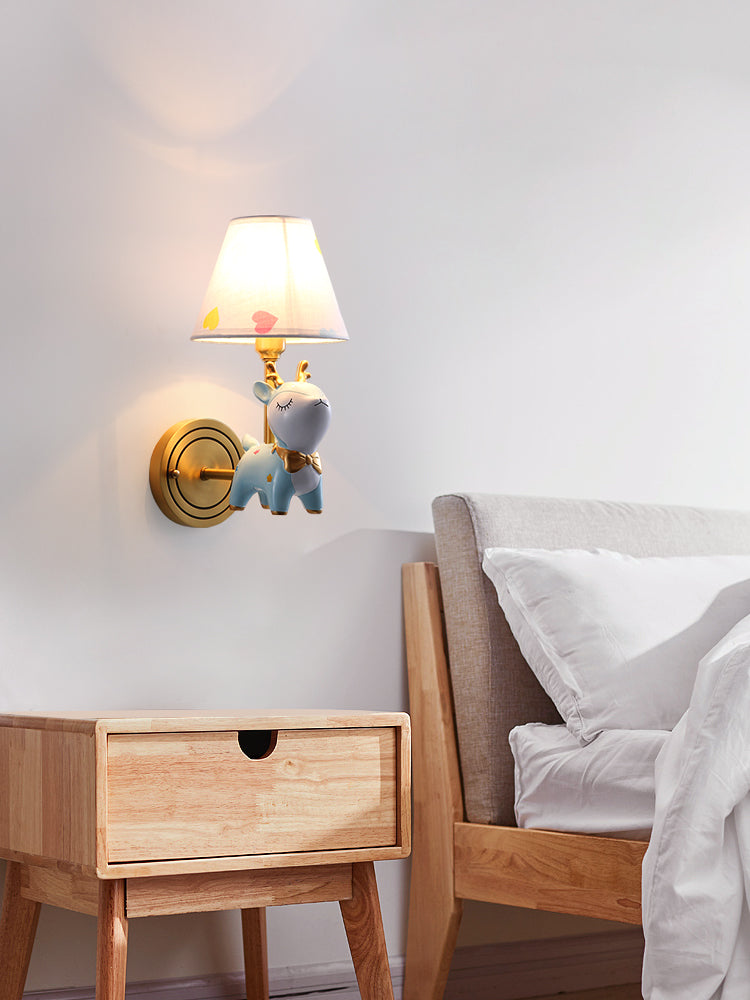 Minimalist Style Wall Sconce Lighting Deer Sconce Light Fixture with Fabric Shade