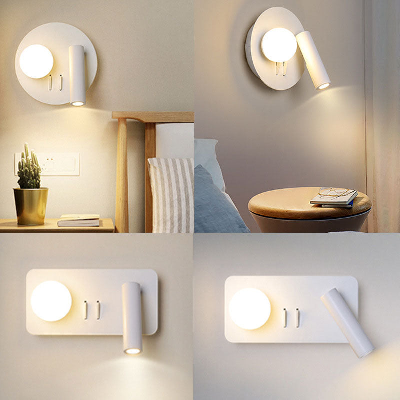 1-Light Minimalisme Acrylique Murce Murce Lampe légère murale blanche pour chambre à coucher