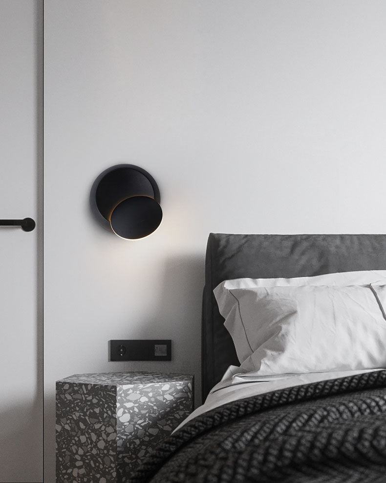 New Modern Aluminum 1-Light Wall Mount Lamp Adjustable Round Wall Sconce for Bedroom