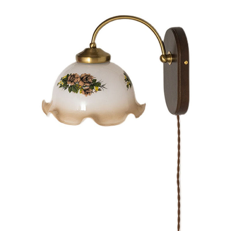 Contemporary Armed Wall Mounted Light Fixture 1-Light Glass Sconce Light for Bedroom