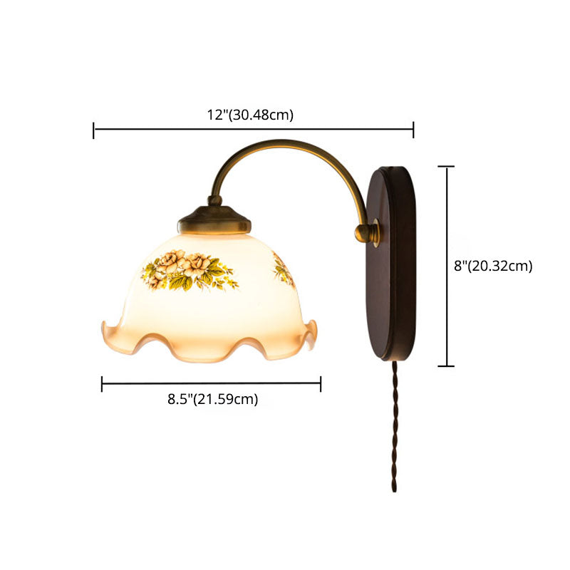 Contemporary Armed Wall Mounted Light Fixture 1-Light Glass Sconce Light for Bedroom