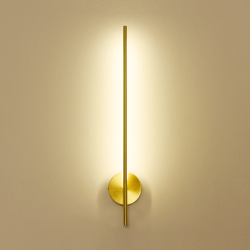 Lámpara de pared lineal de cobre dorada. Lámpara de apliques contemporánea para sala de estar