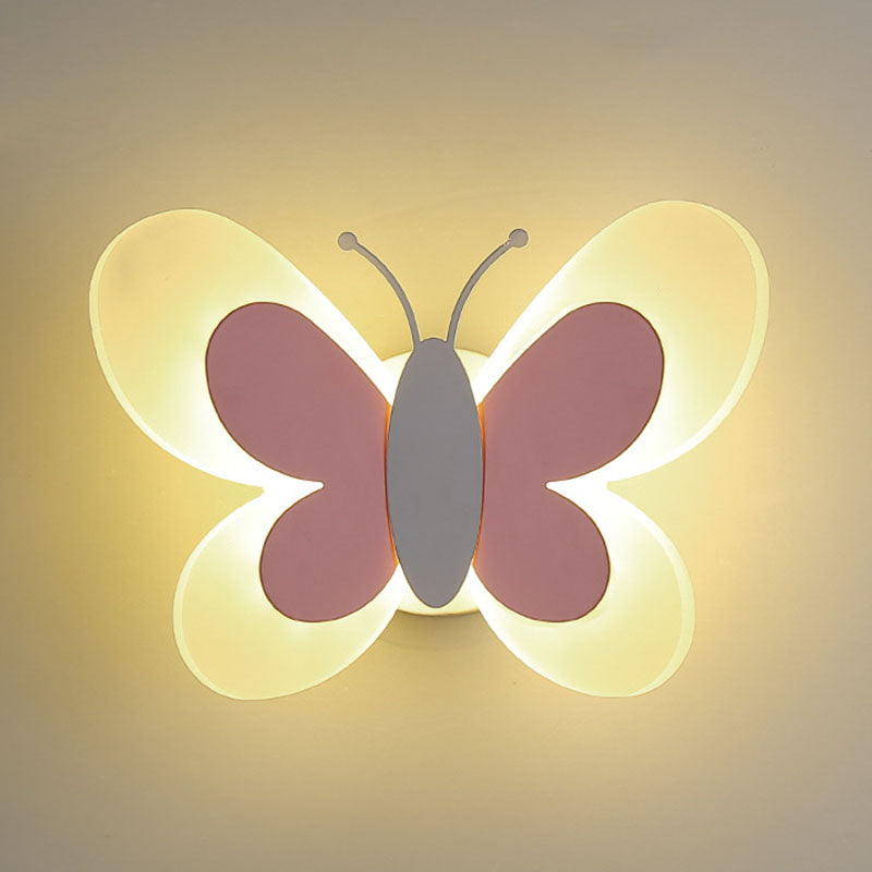 Cartoon Acrylic Wall Lighting 1-Light Butterfly Sconce Light for Children's Room