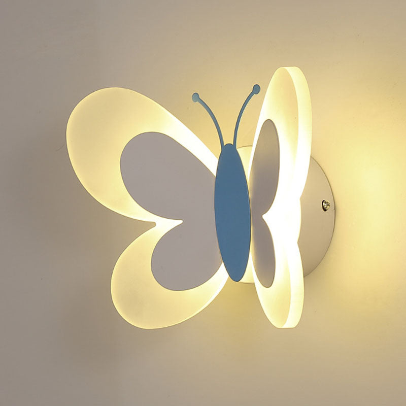 Cartoon Acrylic Wall Lighting 1-Light Butterfly Sconce Light for Children's Room